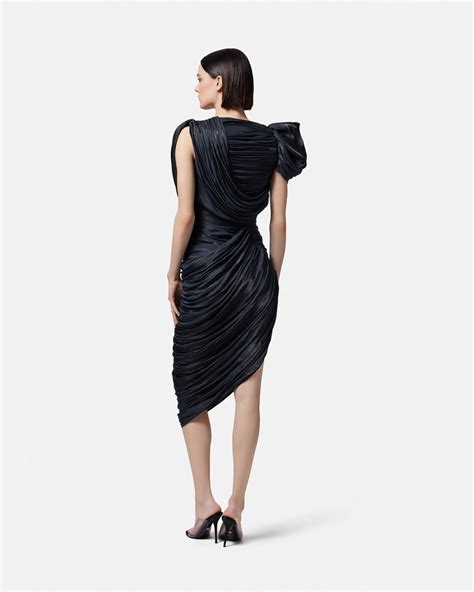 versace pleated midi dress|Draped Pleated Midi Dress Blue .